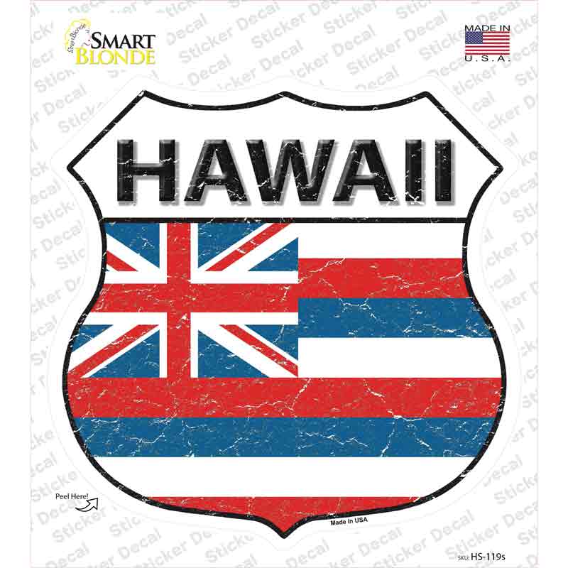 Hawaii Flag Novelty Highway Shield Sticker Decal Small