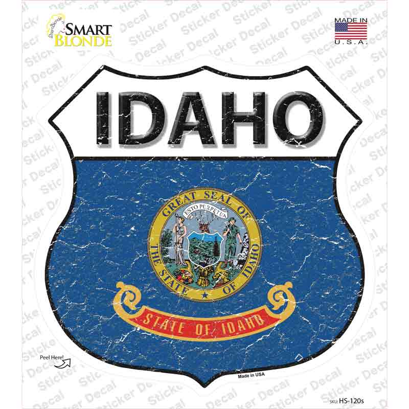 Idaho Flag Novelty Highway Shield Sticker Decal Small