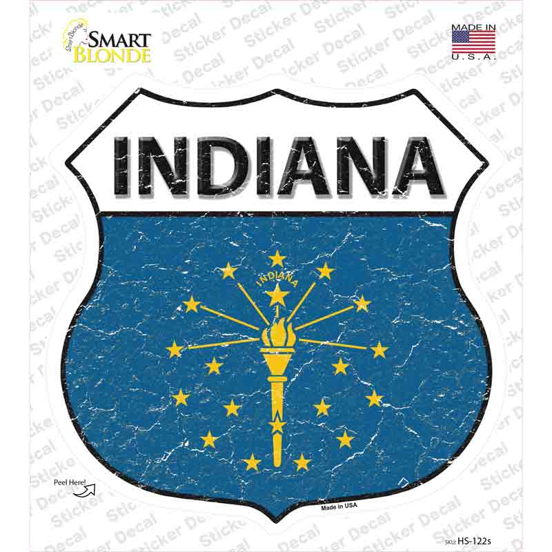 Indiana Flag Novelty Highway Shield Sticker Decal Small