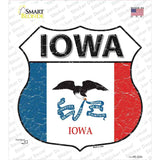 Iowa Flag Novelty Highway Shield Sticker Decal Small