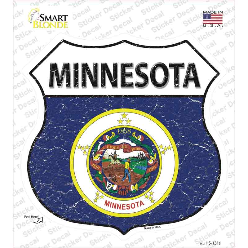 Minnesota Flag Novelty Highway Shield Sticker Decal Small