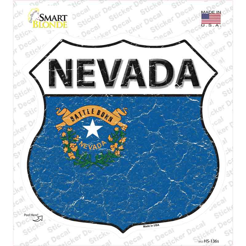 Nevada Flag Novelty Highway Shield Sticker Decal Small