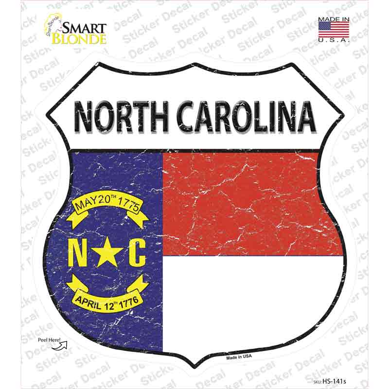 North Carolina Flag Novelty Highway Shield Sticker Decal Small