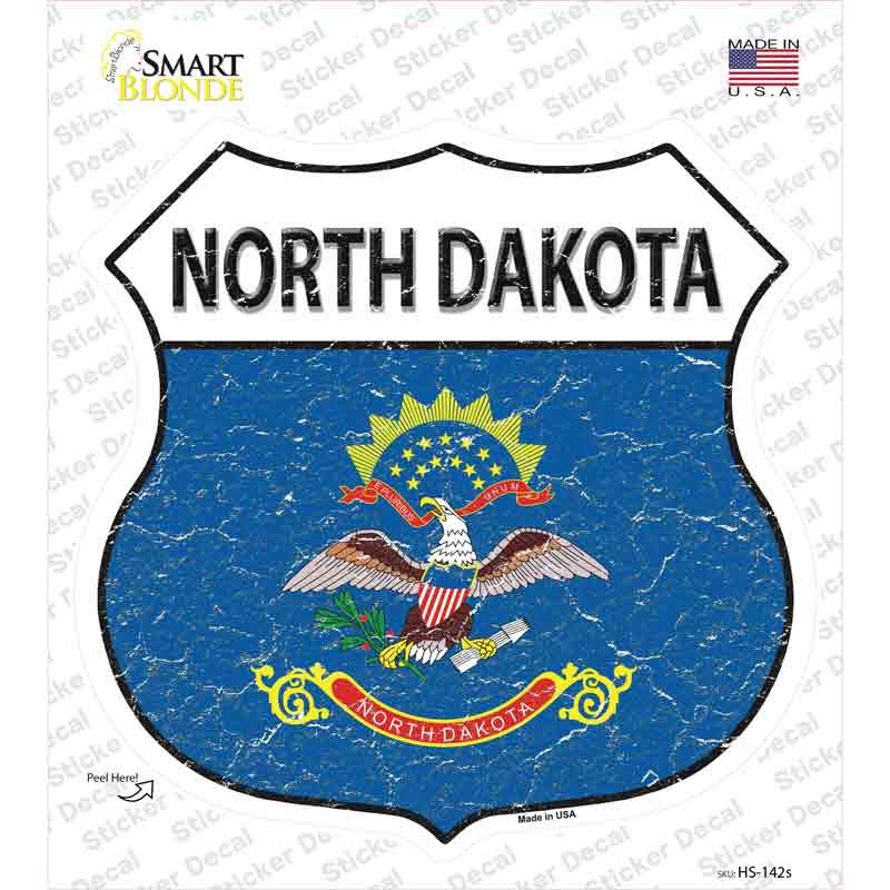 North Dakota Flag Novelty Highway Shield Sticker Decal Small