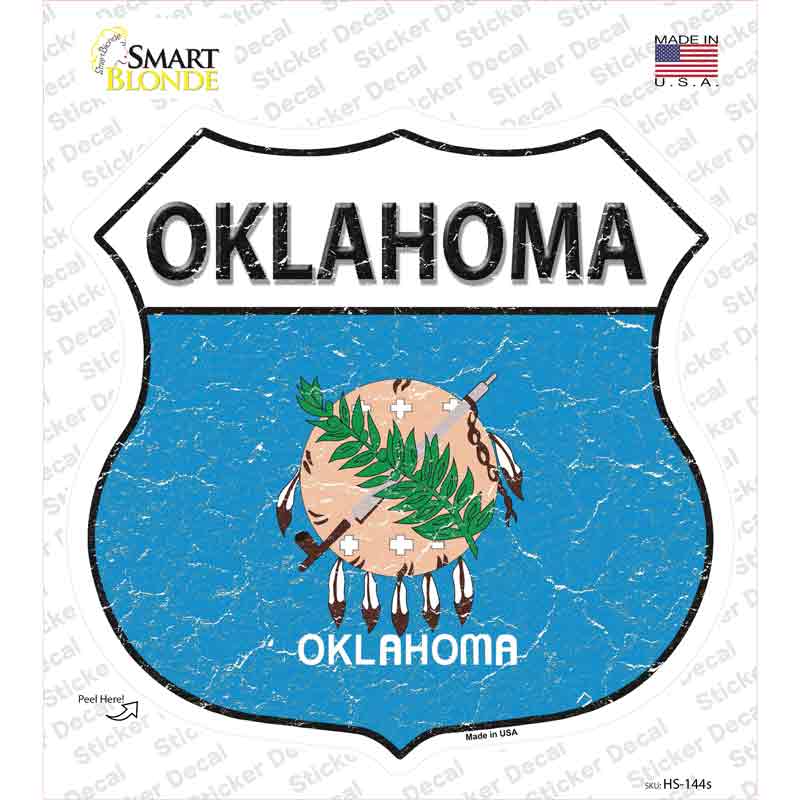 Oklahoma Flag Novelty Highway Shield Sticker Decal Small