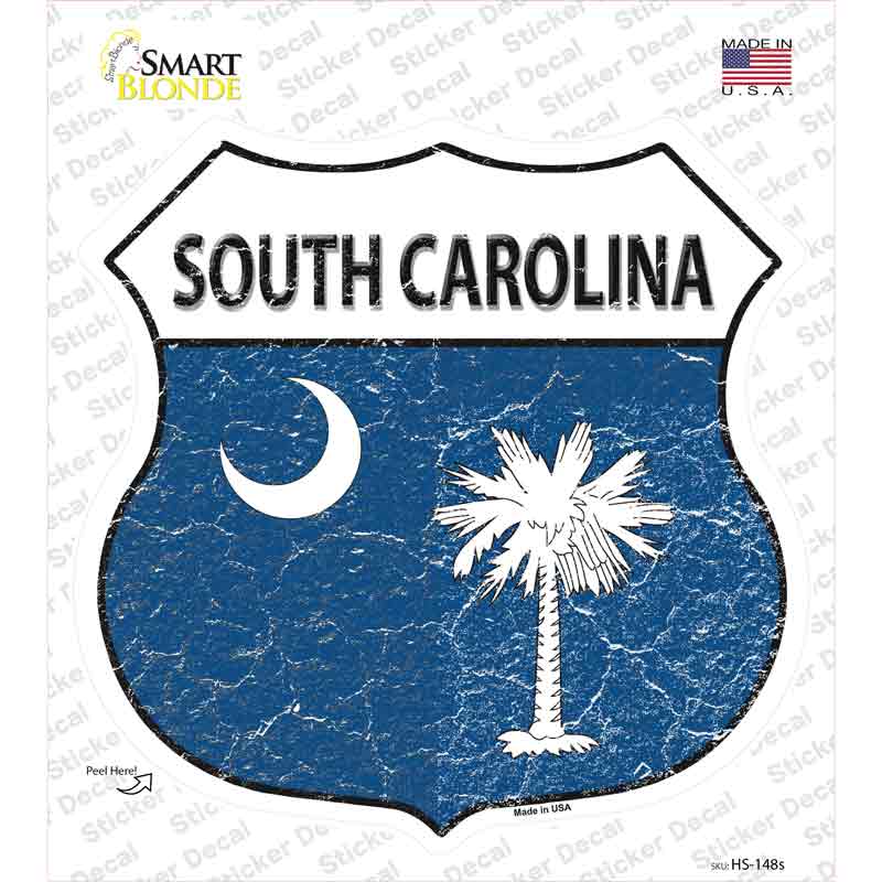 South Carolina Flag Novelty Highway Shield Sticker Decal Small