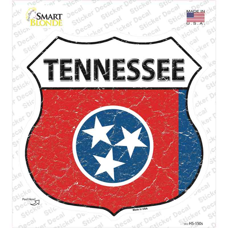 Tennessee Flag Novelty Highway Shield Sticker Decal Small