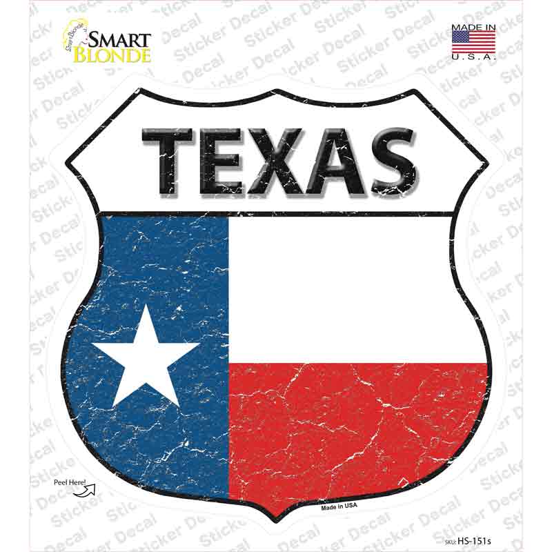 Texas Flag Novelty Highway Shield Sticker Decal Small