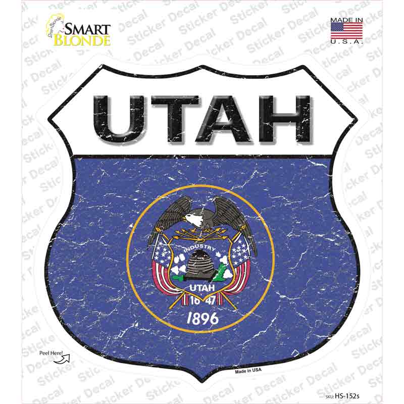 Utah Flag Novelty Highway Shield Sticker Decal Small