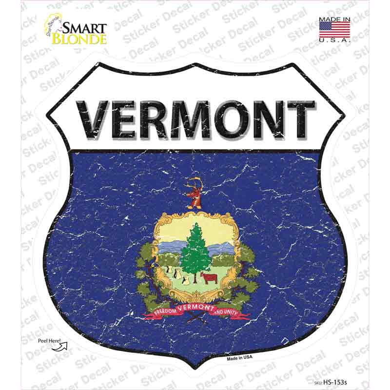 Vermont Flag Novelty Highway Shield Sticker Decal Small