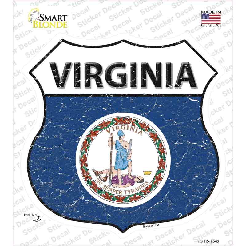 Virginia Flag Novelty Highway Shield Sticker Decal Small