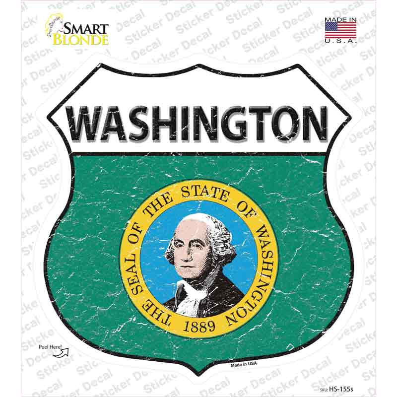 Washington Flag Novelty Highway Shield Sticker Decal Small