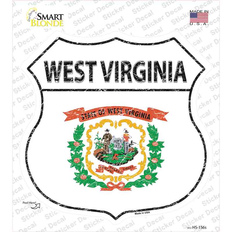 West Virginia Flag Novelty Highway Shield Sticker Decal Small