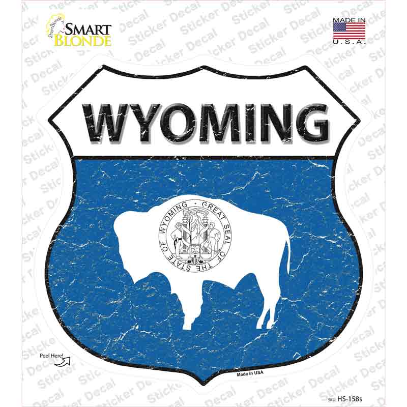 Wyoming Flag Novelty Highway Shield Sticker Decal Small