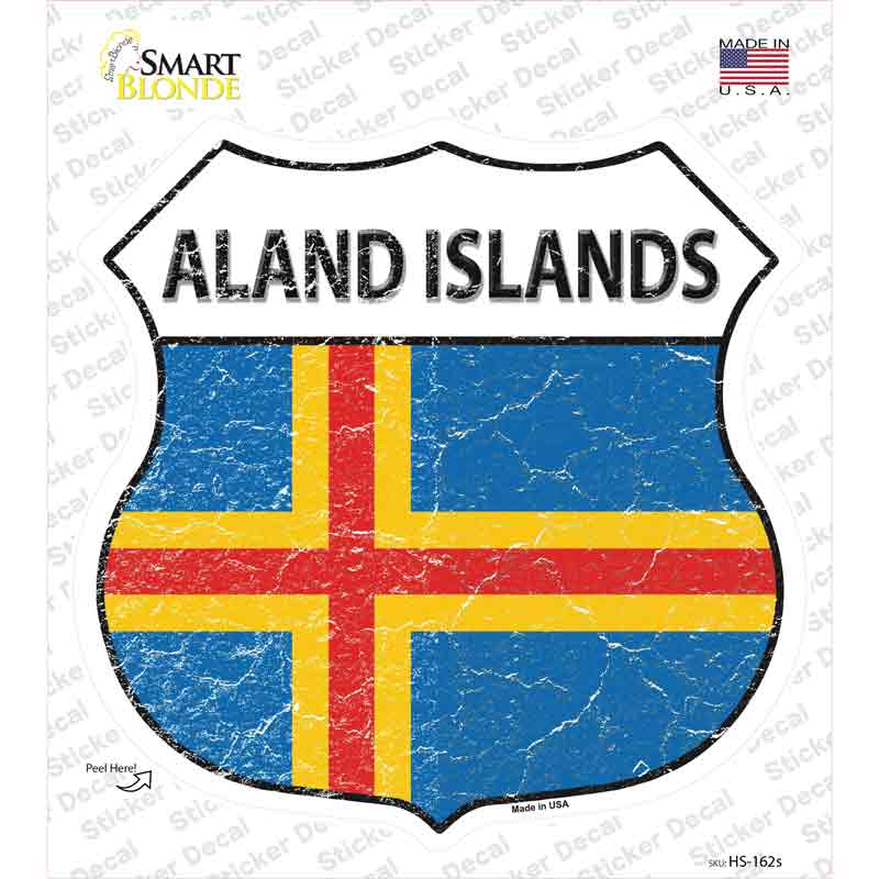 Aland Islands Flag Novelty Highway Shield Sticker Decal Small