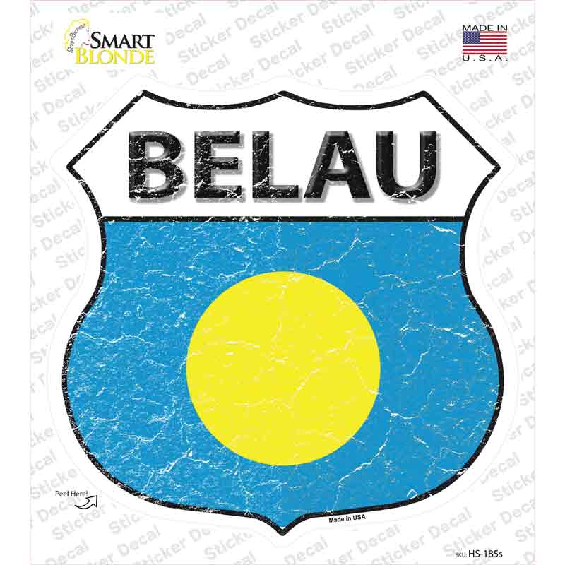 Belau Flag Novelty Highway Shield Sticker Decal Small