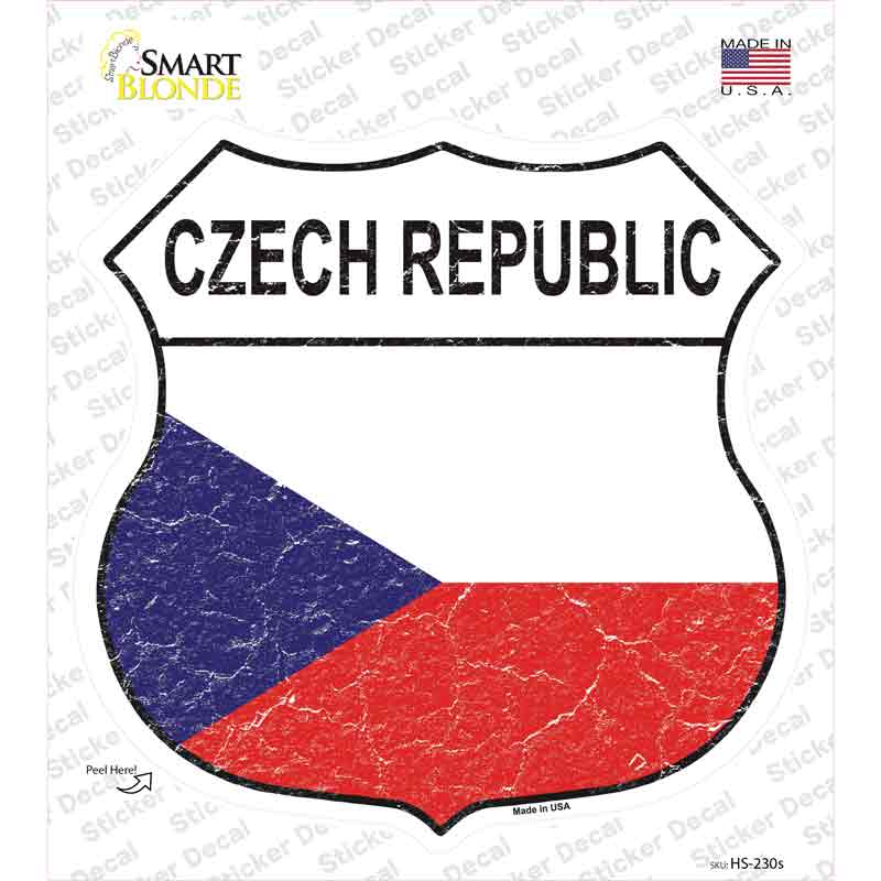 Czech Republic Flag Novelty Highway Shield Sticker Decal