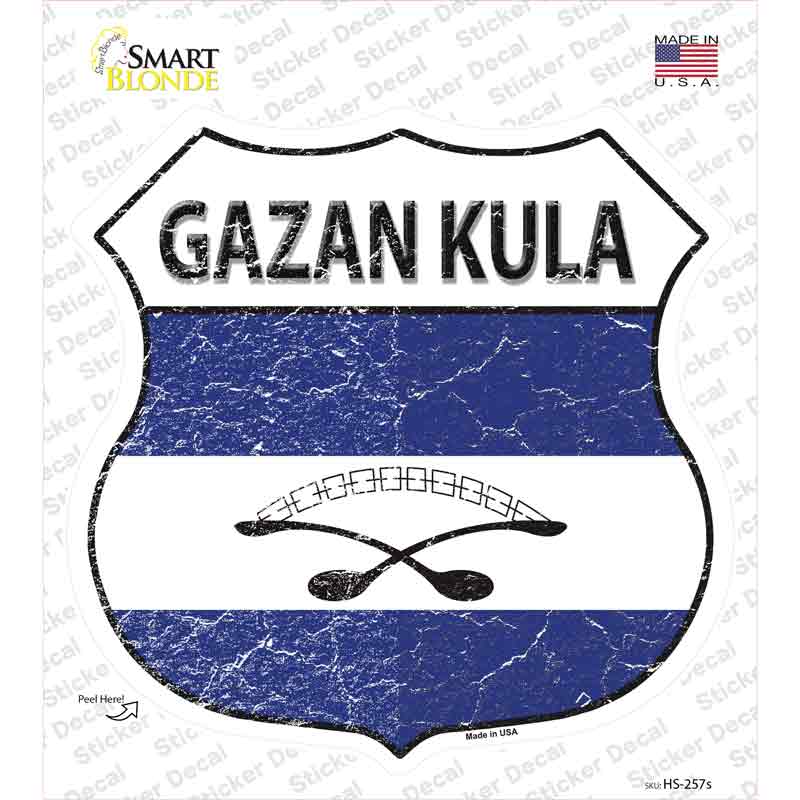 Gazan Kula Flag Novelty Highway Shield Sticker Decal Small