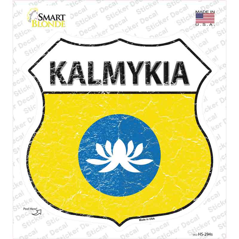 Kalmykia Flag Novelty Highway Shield Sticker Decal Small