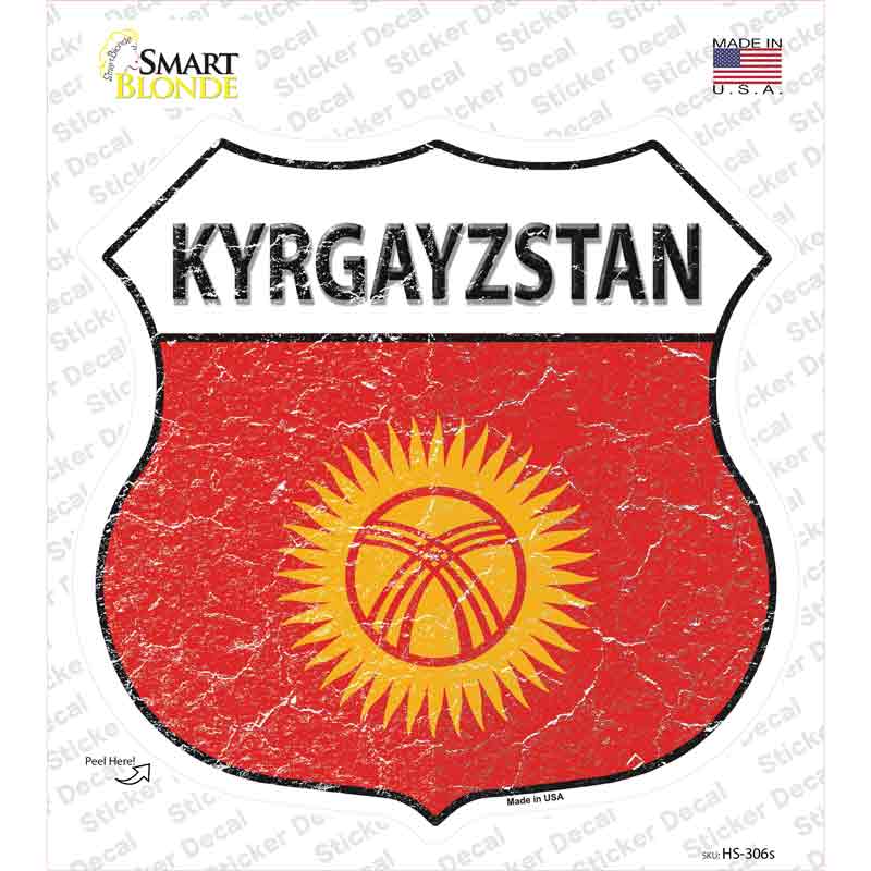 Kyrgyzstan Flag Novelty Highway Shield Sticker Decal Small