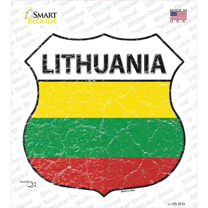 Lithuania Flag Novelty Highway Shield Sticker Decal