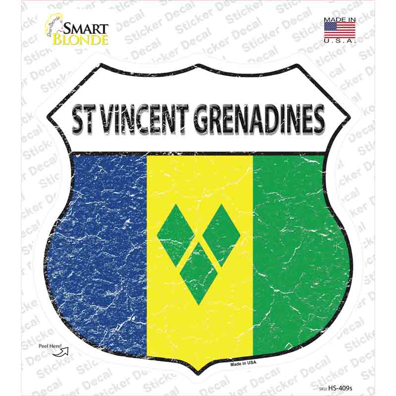 St Vincent Grenadines Flag Novelty Highway Shield Sticker Decal