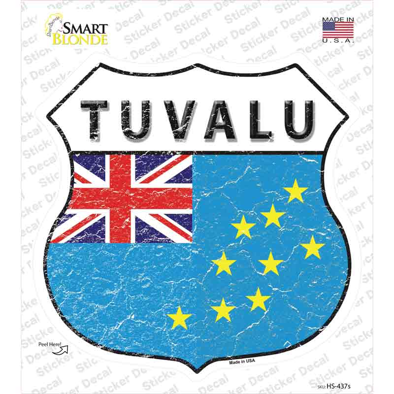 Tuvalu Flag Novelty Highway Shield Sticker Decal Small