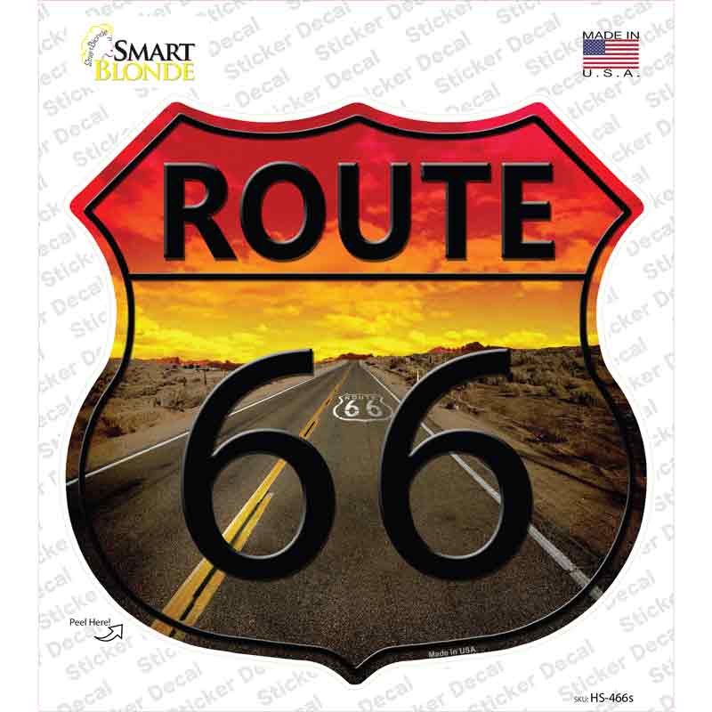 Route 66 Sunset Novelty Highway Shield Sticker Decal Small