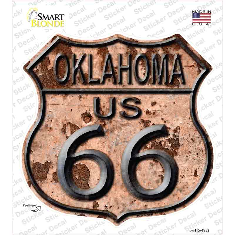 Oklahoma Route 66 Rusty Novelty Highway Shield Sticker Decal Small