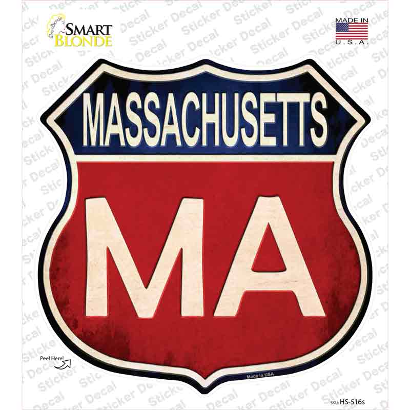 Massachusetts Novelty Highway Shield Sticker Decal Small