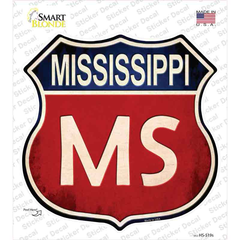 Mississippi Novelty Highway Shield Sticker Decal Small