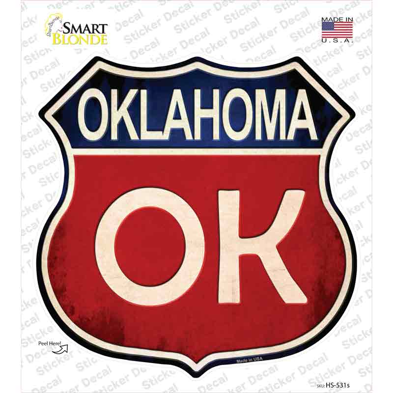 Oklahoma Novelty Highway Shield Sticker Decal Small