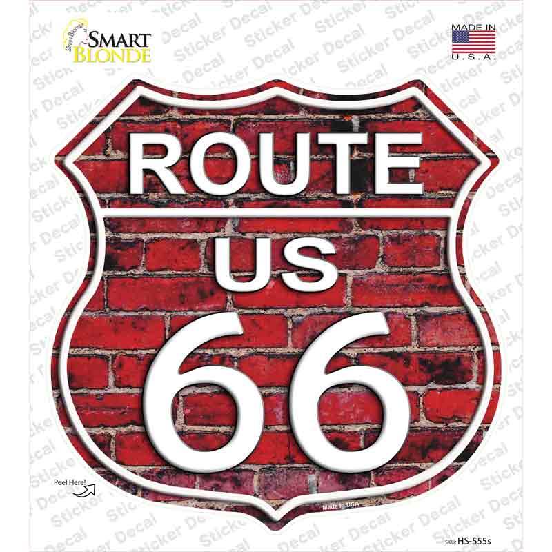 Route 66 Red Brick Wall Novelty Highway Shield Sticker Decal