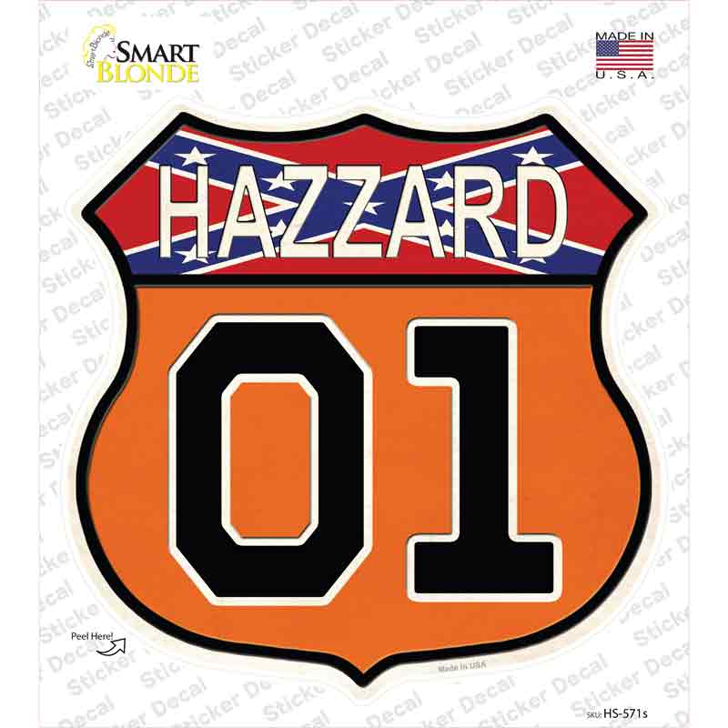 Rebel Hazzard 01 Novelty Highway Shield Sticker Decal Small