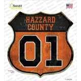 Hazzard 01 Rusty Novelty Highway Shield Sticker Decal Small