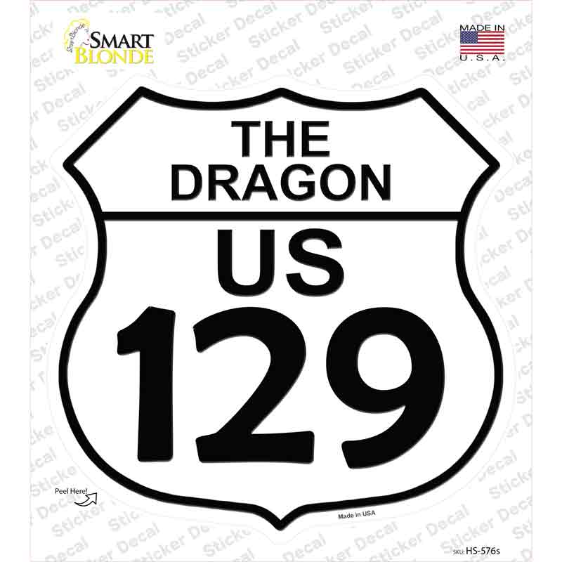 The Dragon US 129 Novelty Highway Shield Sticker Decal Small