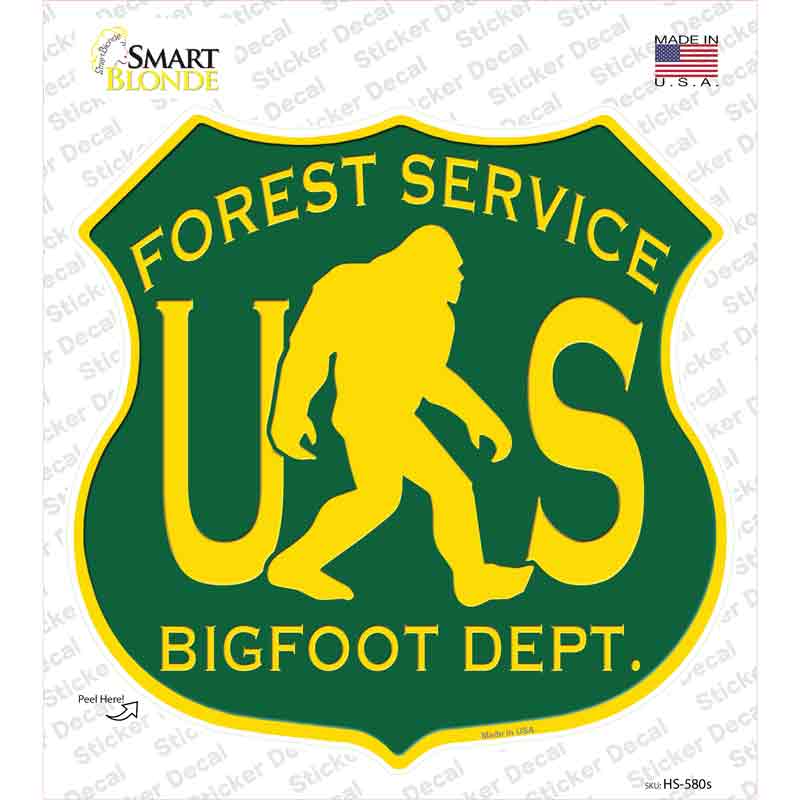 Bigfoot Dept Forest Service Novelty Highway Shield Sticker Decal Small