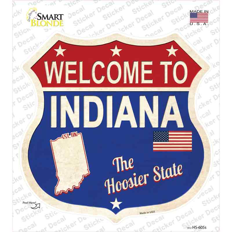 Indiana Established Novelty Highway Shield Sticker Decal Small