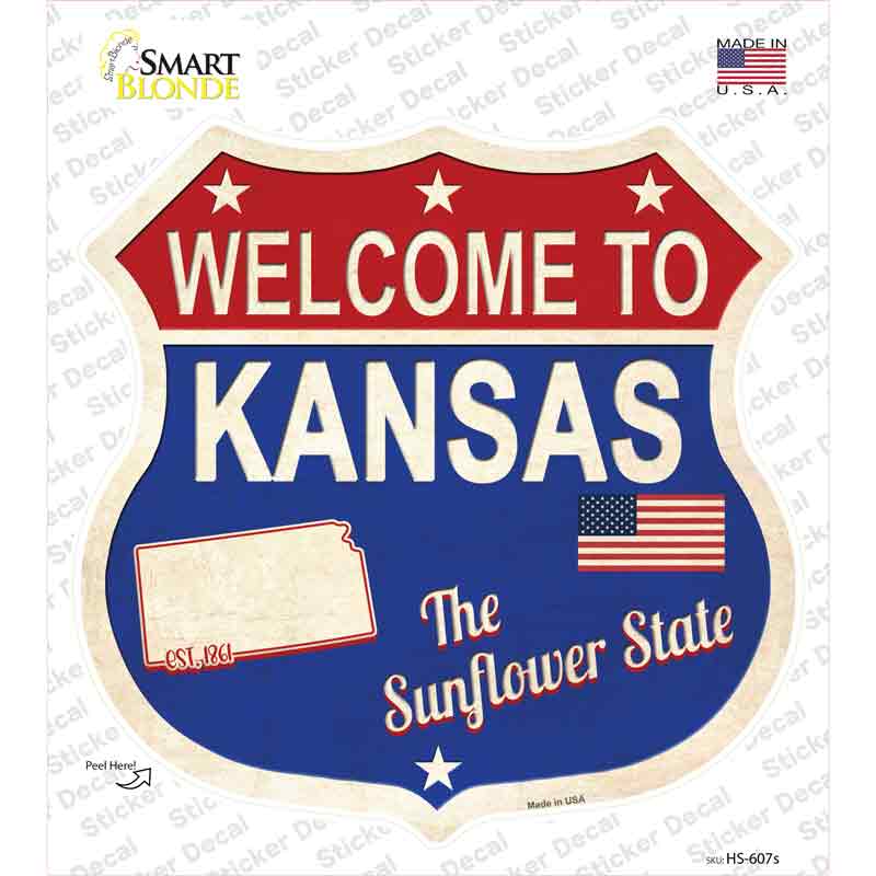 Kansas Established Novelty Highway Shield Sticker Decal Small