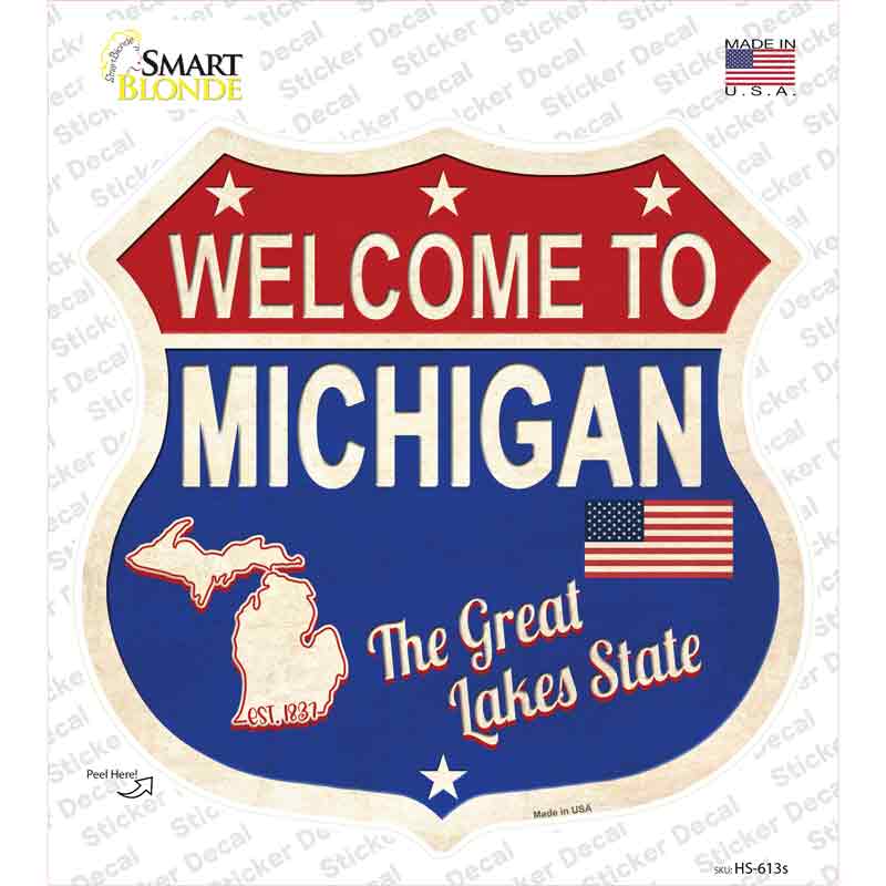 Michigan Established Novelty Highway Shield Sticker Decal Small