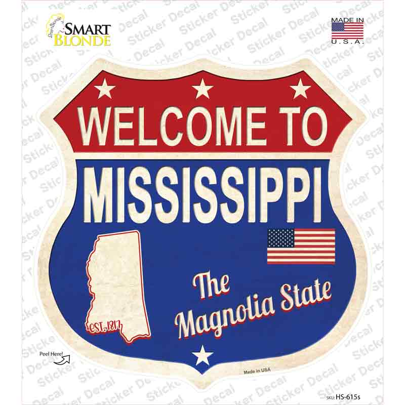 Mississippi Established Novelty Highway Shield Sticker Decal Small