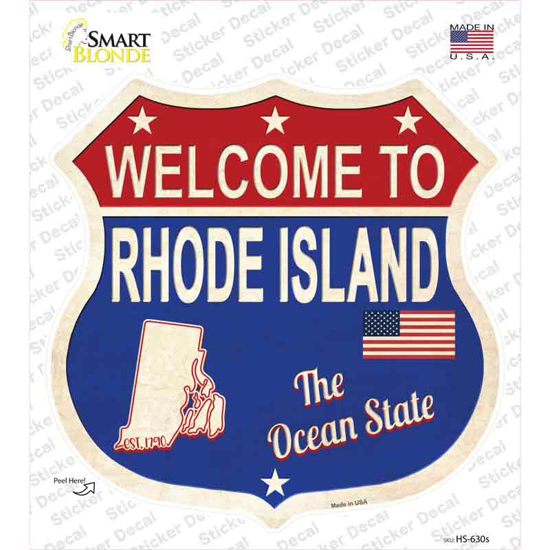 Rhode Island Established Novelty Highway Shield Sticker Decal Small