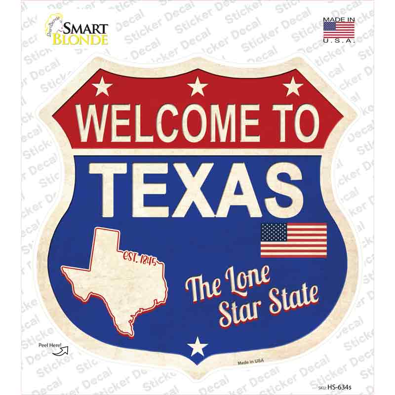 Texas Established Novelty Highway Shield Sticker Decal Small