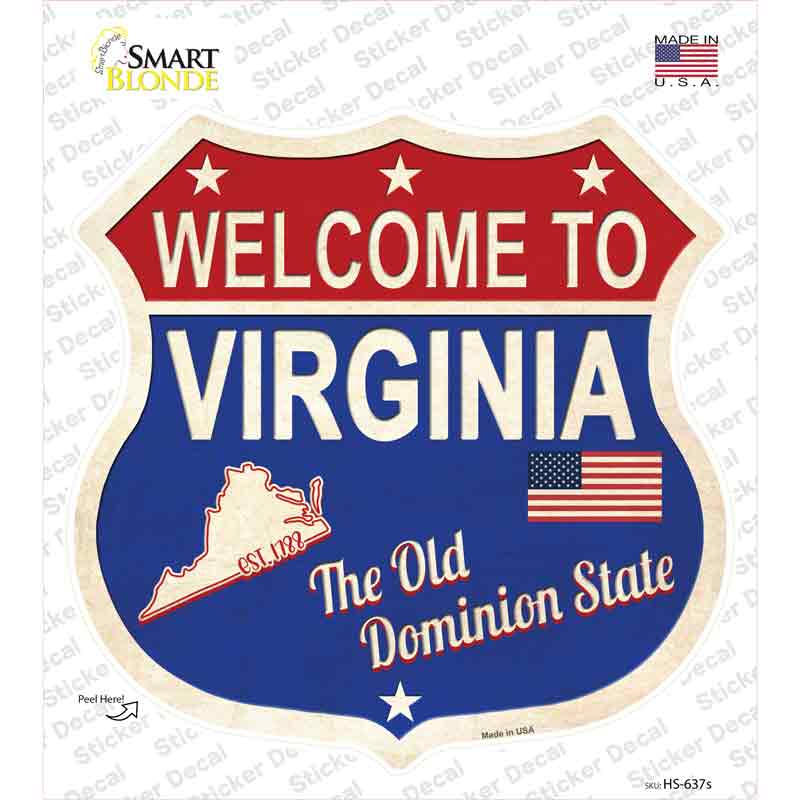 Virginia Established Novelty Highway Shield Sticker Decal Small