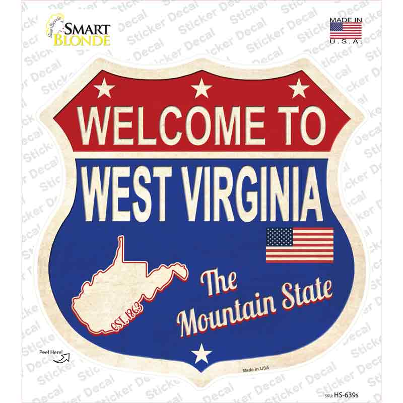 West Virginia Established Novelty Highway Shield Sticker Decal Small