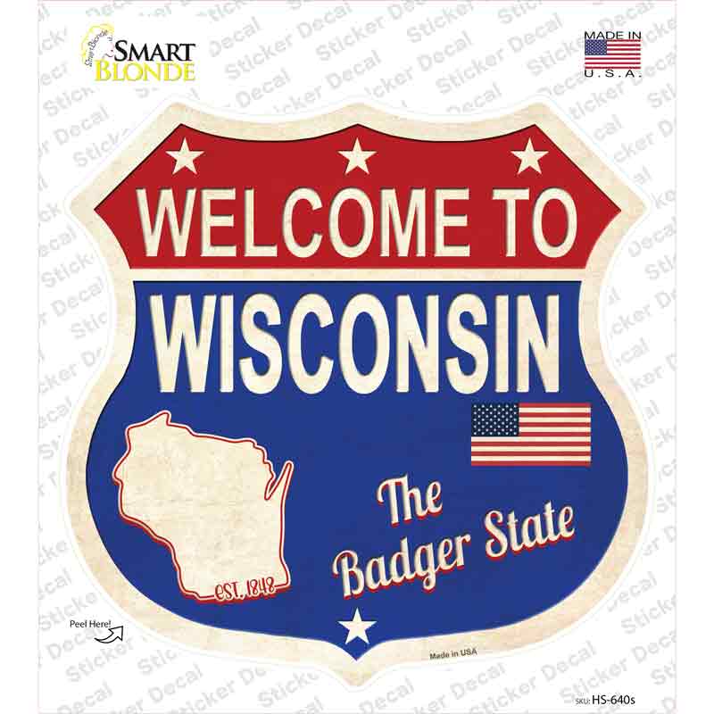 Wisconsin Established Novelty Highway Shield Sticker Decal Small