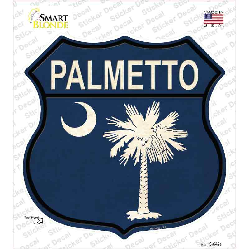 Palmetto South Carolina Flag Novelty Highway Shield Sticker Decal Small