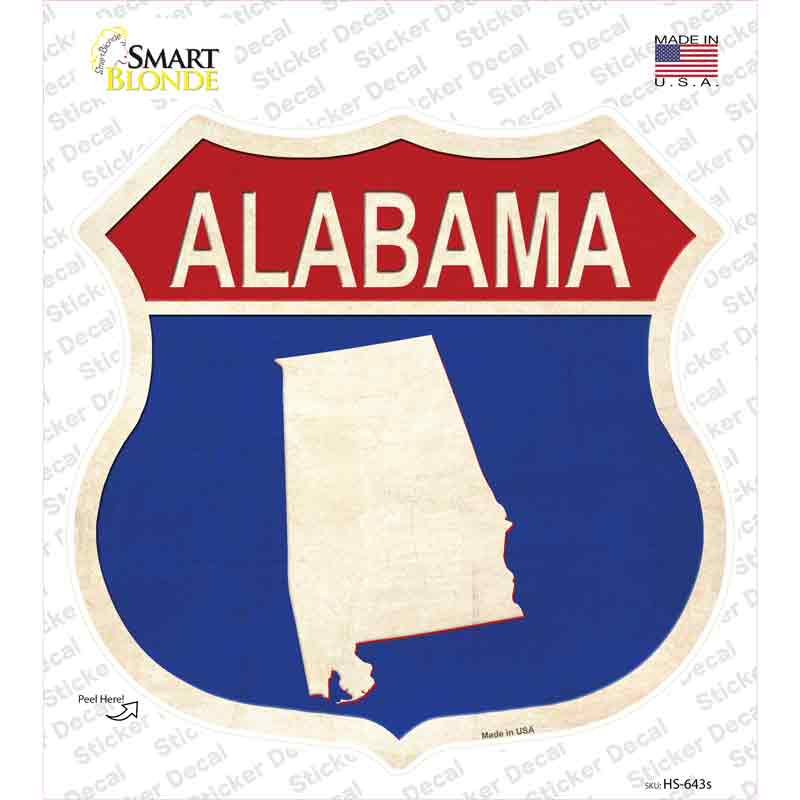 Alabama Silhouette Novelty Highway Shield Sticker Decal Small