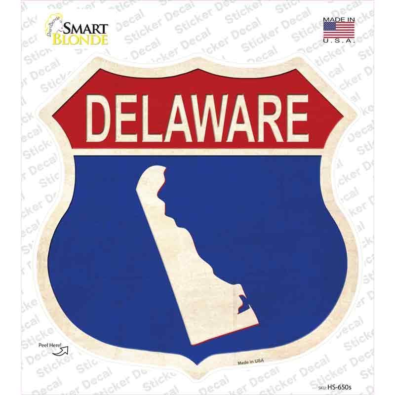 Delaware Silhouette Novelty Highway Shield Sticker Decal Small