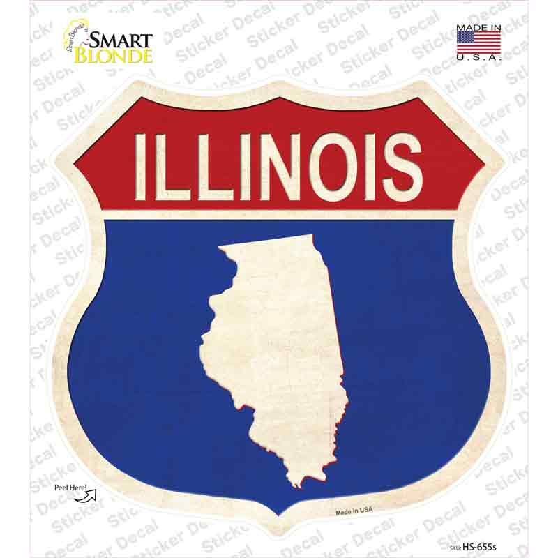 Illinois Silhouette Novelty Highway Shield Sticker Decal Small